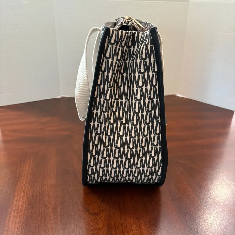 JASON WU Canvas Tote Bag Remmy Logo Print Black and Cream‎